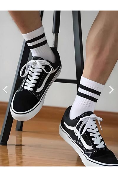 Ballet Pachet de 10 șosete unisex cu dungi albe pentru colegiu (BUMBAC)