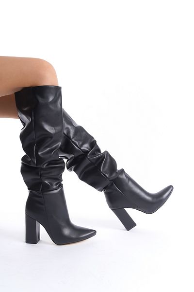 Shoesers Γυναικείες ψηλοτάκουνες γόβες με μακριά φυσούνα με μυτερά δάχτυλα με ιδιαίτερο σχέδιο