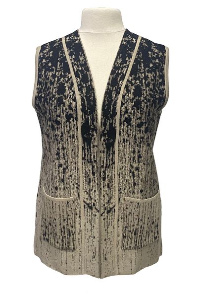 Giyinen Mağazaları Cream Saye Patterned Front Closure Double Pocket Knitwear Vest
