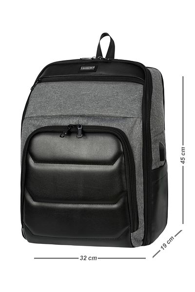 barberri 25N-03-0021 حقيبة ظهر للكمبيوتر المحمول للحماية الكاملة مقاس 17 بوصة مزودة بمنفذ USB + كمبيوتر لوحي + حجرة للهاتف