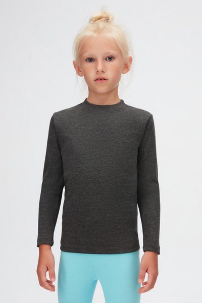 LOVETTI Anthracite Unisex Παιδικό T-Shirt - Crew Neck, Μακρυμάνικο