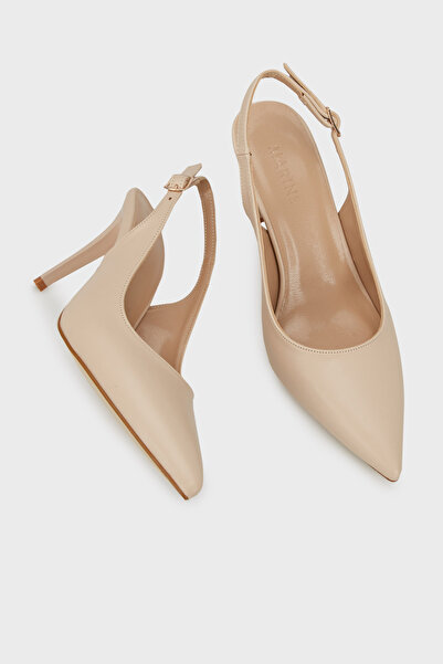 Rachel Pointed Toe Leather High Heels - Slingback Shoes 036R464