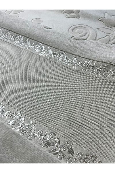 mihriban 2 Μπεζ πετσέτες προσώπου - 50x90 Soft Etamine, Jacquard και κέντημα