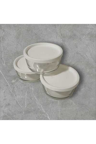 LAV Feyzade - 380 Cc Capacity White Storage Container (3 Pcs)