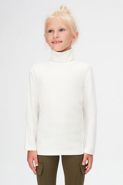 LOVETTI Ecru Basic Girls' Snap Full Turtleneck Raster Winter Long Sleeve T-Shirt