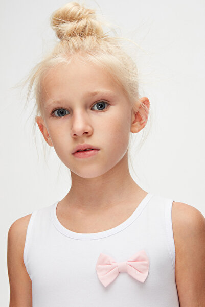 LOVETTI Φούξια Λευκό Κοριτσίστικο φόρεμα με λουράκι