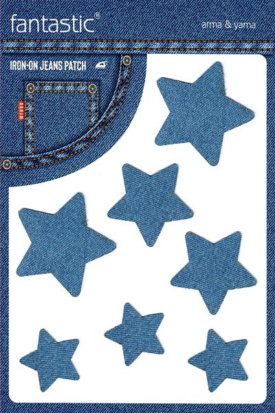 FANTASTIC ARMA Patch de armă pentru blugi, care se lipsește cu fier de călcat, denim, stea pentru repararea bluzelor și scopuri decorative (albastru deschis)