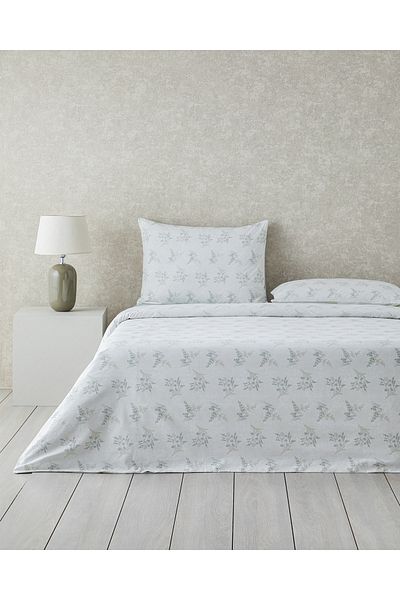 English Home Set cuvertură de pilota din bumbac dublu Crispy Bloom verde - 200x220 cm