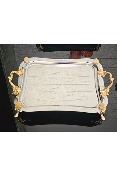 atabey home collection 2 قطعة صينية القهوة والشاي والعرض صينية مستطيلة إيطالية مقاس 26 سم بمقابض
