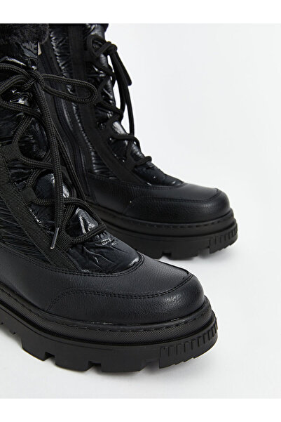 LC Waikiki Black Lace-Up and Zippered Women's Snow Boots