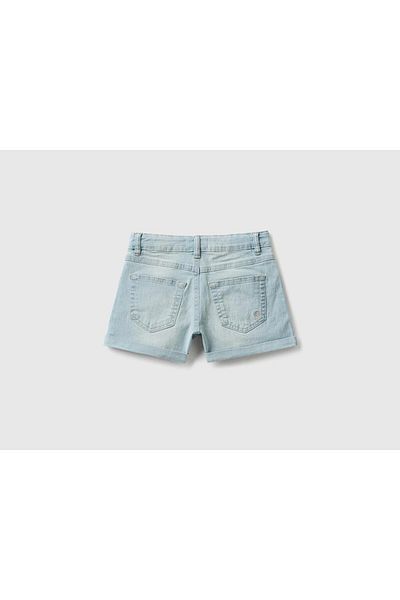United Colors of Benetton Girl's Dark Denim Five-Pocket Eco-Recycle Denim Shorts