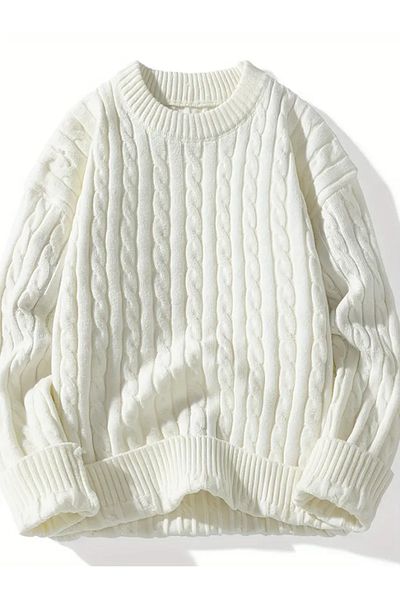 Tarz Cool Men's Regular Fit Braided Crew Neck Knitwear Sweater