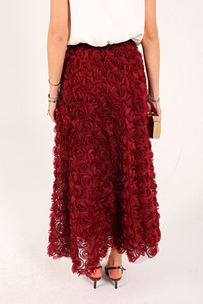 Melike Tatar Claret Red Rose Skirt 32-2306