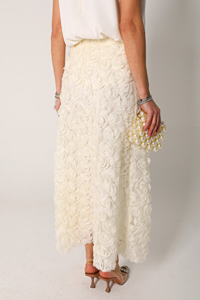 Melike Tatar Cream 32-2306 Model Rose Skirt