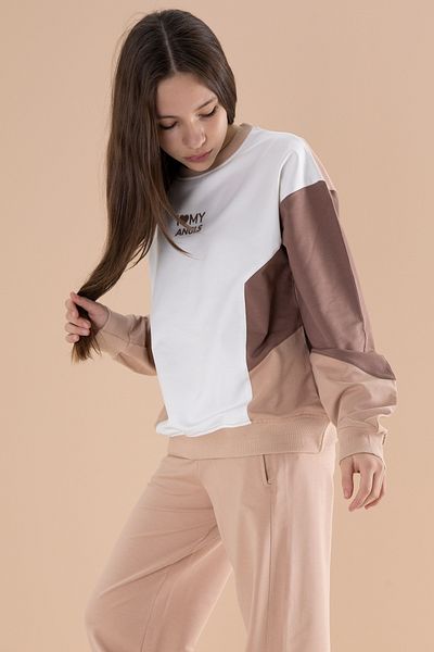 Cansın Mini Σετ αθλητικές φόρμες για κορίτσια - Cream Angels, Crew Neck, Lettering - 19976