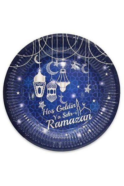 Parti Dükkanım Welcome Ramadan Plate Blue 8 Pieces