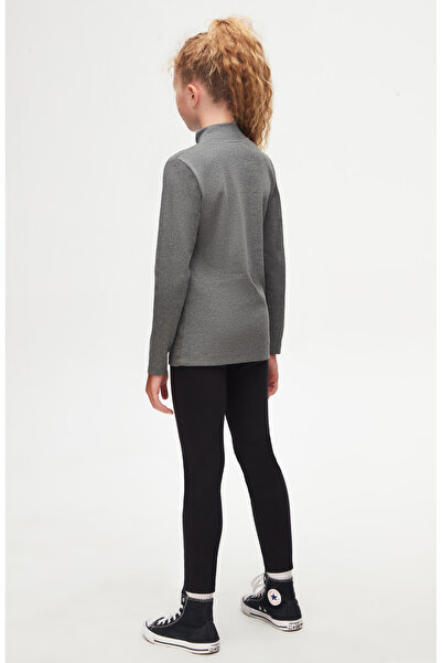 LOVETTI Κορίτσι - Μπλουζάκι με μακρυμάνικο μισό ζιβάγκο σε γκρι πάγο