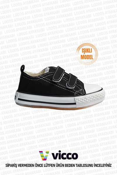 Vicco Lighted Pino Model Unisex Baby and Kids Black/White Sports Shoes