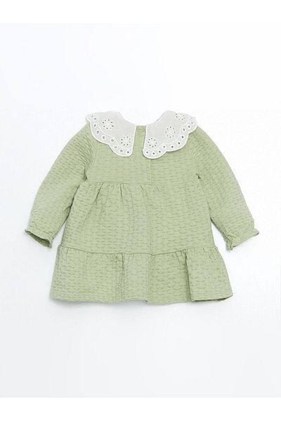 LC Waikiki Lcw Baby Green Bebe Collar Embroidered Baby Girl Dress