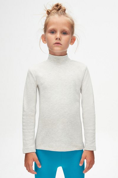 LOVETTI Light GrAy melAnge Girl's T-shirt - HAlf Turtleneck, Long Sleeve