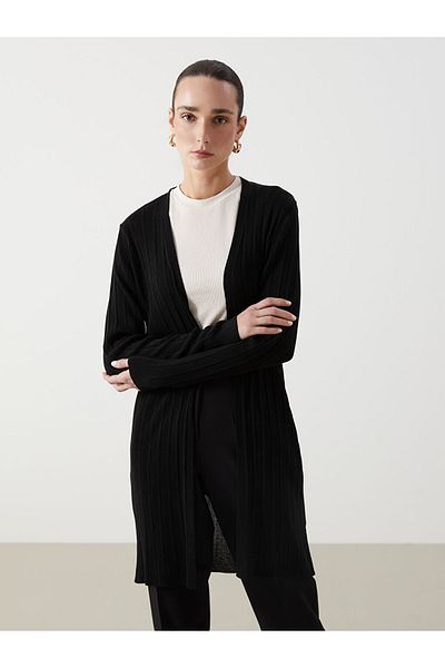 LC Waikiki Lcwaikiki Classic Black Shawl Collar Women's Knitwear Cardigan
