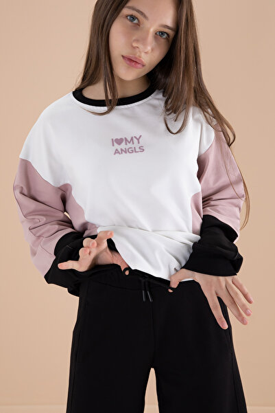 Cansın Mini Σετ αθλητικής φόρμας για κορίτσια με λαιμόκοψη μαύρη - Angels 19973