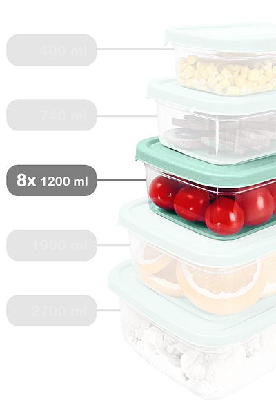 Meleni Home Green 1200ml Microwavable Organizer Organizer - 8 Rectangular Storage Containers