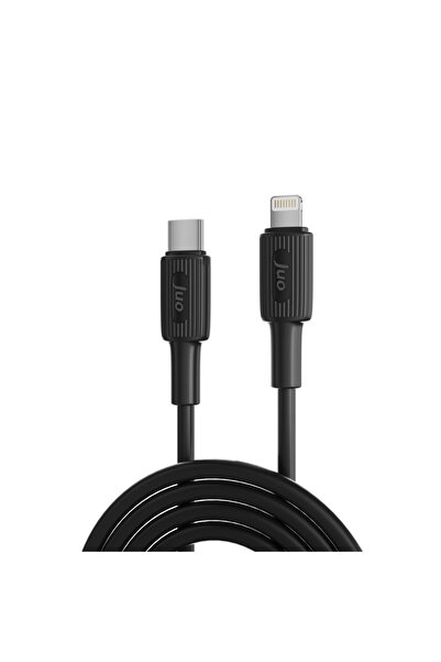 Juo 27w Usb Type-c To Lightning Iphone Ipad Silikon Hızlı Şarj Ve Data Kablosu Siyah 1 Metre