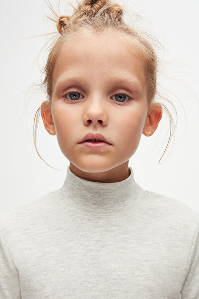 LOVETTI Ανοιχτό γκρι μελανζέ μπλουζάκι για κορίτσια - μισό ζιβάγκο, μακρυμάνικο