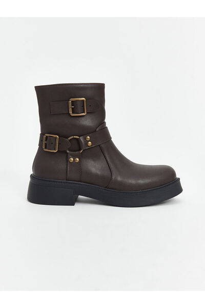 LC Waikiki Brown Leather-Look Women's Boots