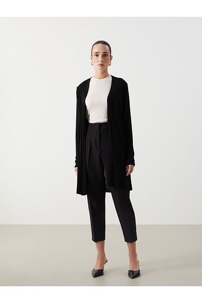 LC Waikiki Lcwaikiki Classic Black Shawl Collar Women's Knitwear Cardigan