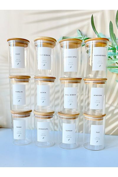 Mottogo 12 Pack Vacuum Spice Rack 300ml - Waterproof Label