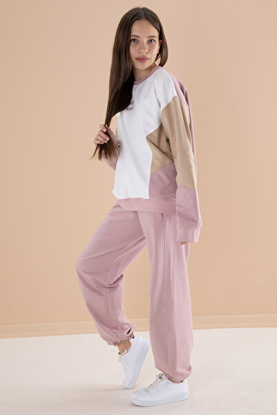 Cansın Mini Σετ αθλητικής φόρμας για κορίτσια Crew Neck Pink Angels - 19974