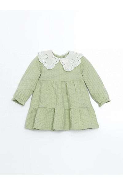 LC Waikiki Lcw Baby Green Bebe Collar Embroidered Baby Girl Dress