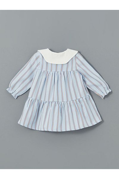 LC Waikiki Lcw Bebe Collar Striped Baby Girl Poplin Dress Fast Fashion