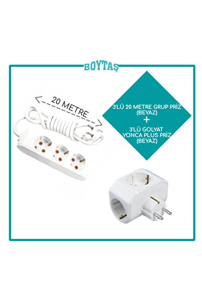 VİKO 20 METRE / 3'LÜ GRUP PRİZ + BEYAZ YONCA PLUS GOLYAT PAKET /ÖZNUR KABLO K...