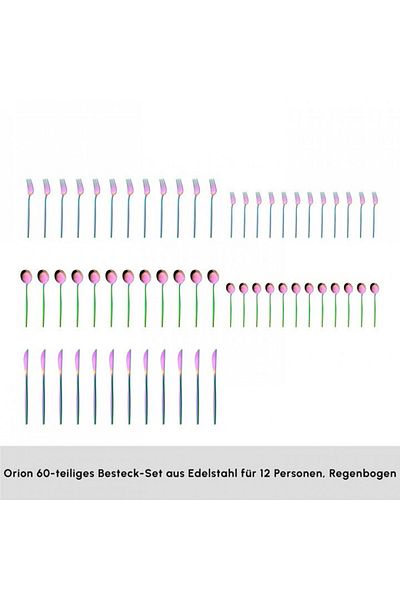 Karaca Orion Rainbow 12-Personen 60-Teiliges Besteckset