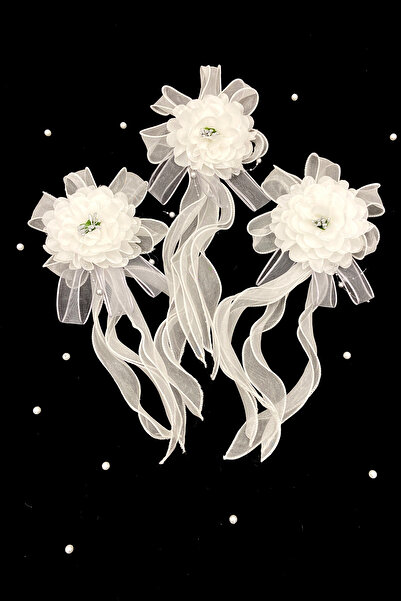 ZEYMERADE Beyaz Gri Ortanca Bohça Süsü, Gelin Çeyiz Düğün Nişan Konvoy Sünnet...