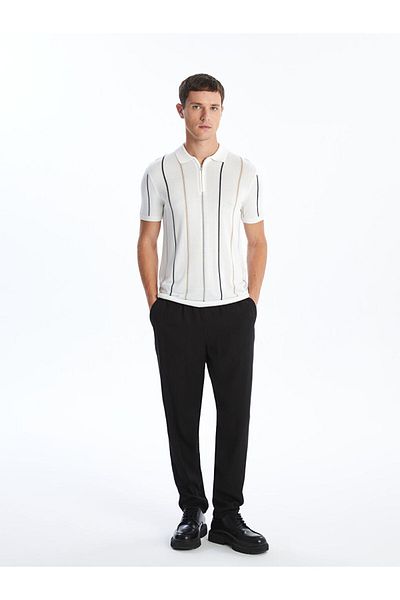 LC Waikiki New Season Polo Neck Short Sleeve Striped Men's Knitwear Sweater - S53346Z8
