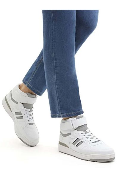 Kinetix Wilmo Pu Hi Forum Low High Top Sneaker Unisex Sports Shoes White-Grey
