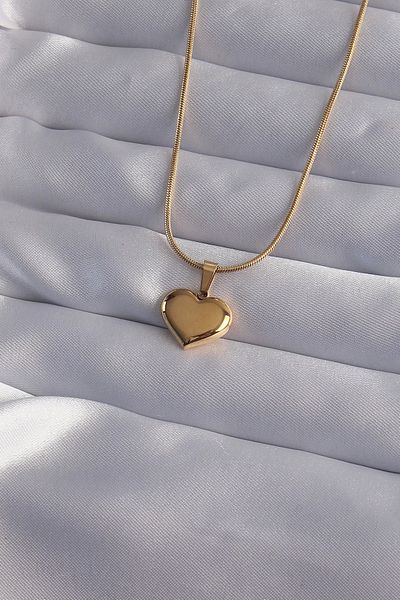 Skygo 316L Steel Chain Gold Color Mirror Plate Heart Necklace - Tj-Bko9019