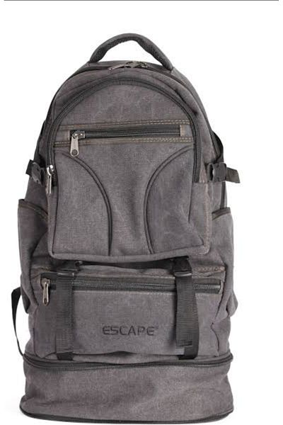 ESCAPE 508 Black Canvas Mountaineer Backpack with Laptop Bellows 60 Liters