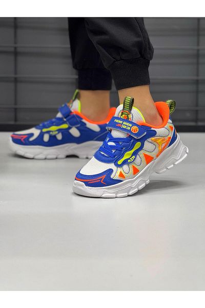 homiro Pantofi sport pentru copii cu talpă Faylon cu bandă unisex-alb-sax