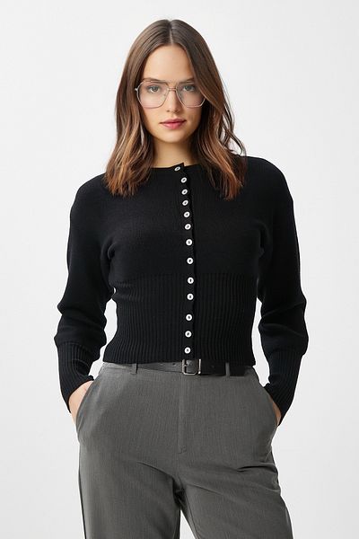 Ritnice سترة نسائية من Aria Premium Viscose ناعمة باللون الأسود