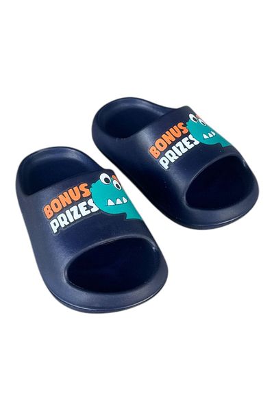 AkınalBella Boy's Navy Blue Printed Light Sole Beach Sea Daily Slippers