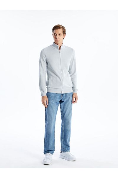 LC Waikiki Standard Pattern Stand Collar Men's Knitwear Cardigan