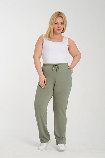 WAYNAP 322 Plus Size Straight Leg Pocket High Waist Modal Women's Sweatpants