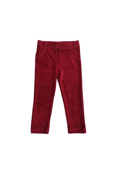 LOVETTI Burgundy Baby Girl Back Pocket Corduroy Leggings