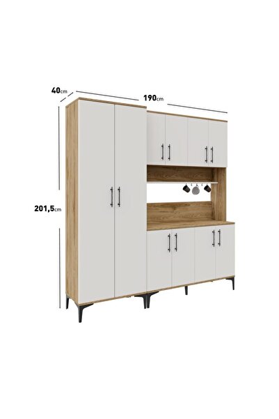mapahomeliving Plain Metal Ayak Metal Kulp Pla10190 Kahve Köşesi 10 Kapaklı Çok Amaçlı Dolap Erzak Dolabı Kiler