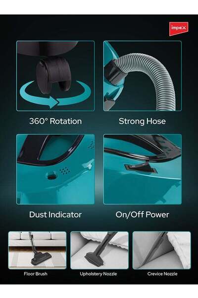 İMPEX Turkish Vacuum Cleaner 21l Dust Bag Capacity Low Noise Operation 2200w Vc4709